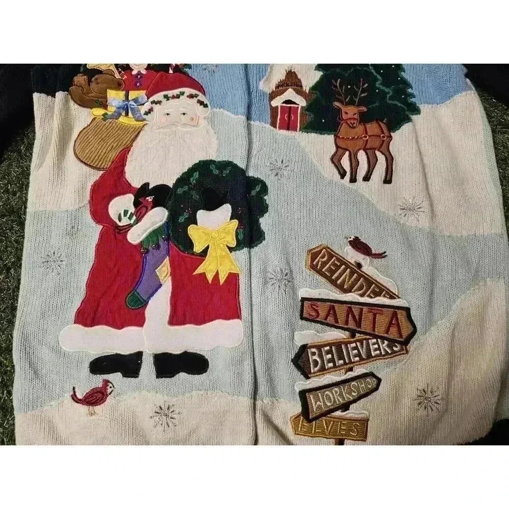VINTAGE The Quacker Factory Cardigan Women Medium Sweater Embroidered V Neck - Picture 2 of 10